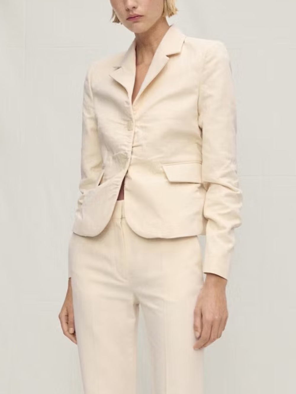 Mango | Wrinkled Linen-Blend Suit Blazer